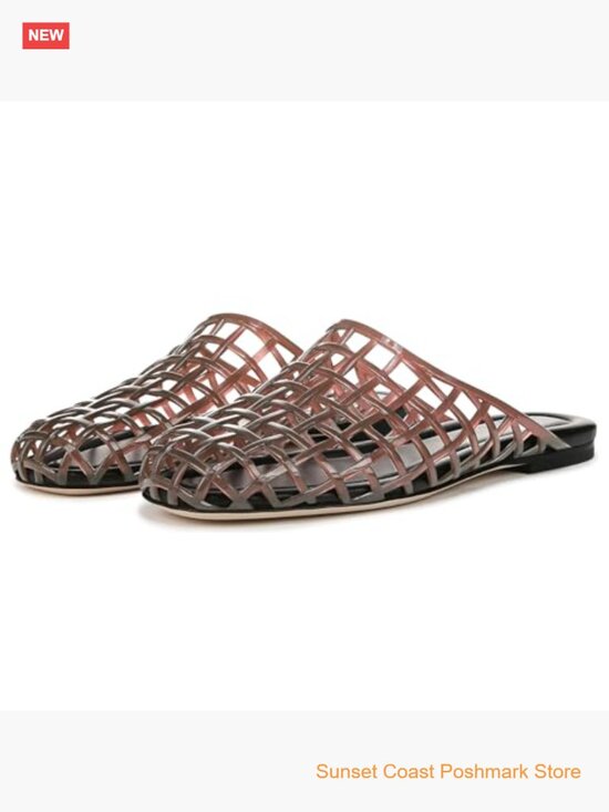 Quaouag Clear Jelly Mesh Slide Sandals for Women Slip on  Clear Jelly Mesh Flats Slip On Slides Waterproof Summer Sandals